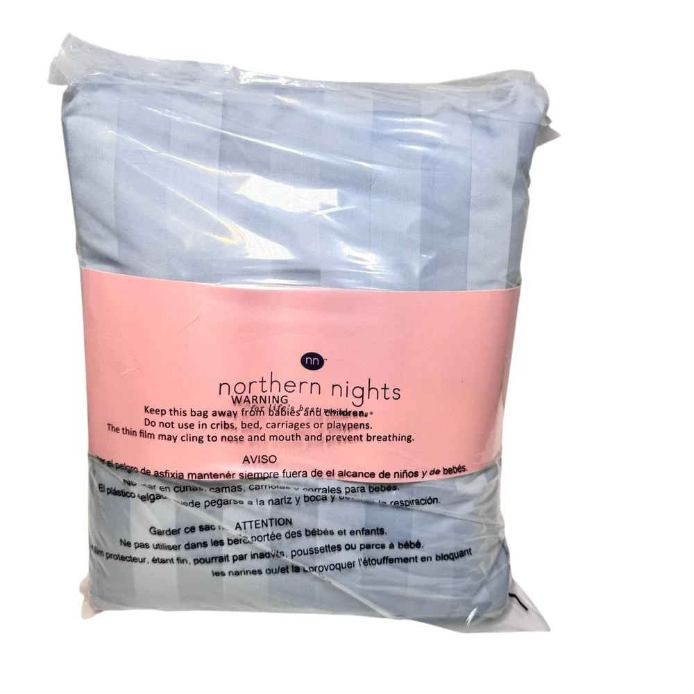 Northern Nights 700 TC Cotton Dobby Stripe Sheet Set-Full-Blue-NEW